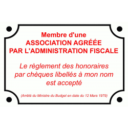 PLAQUE signalétique comptabilité membre association agréée - médecin avocat