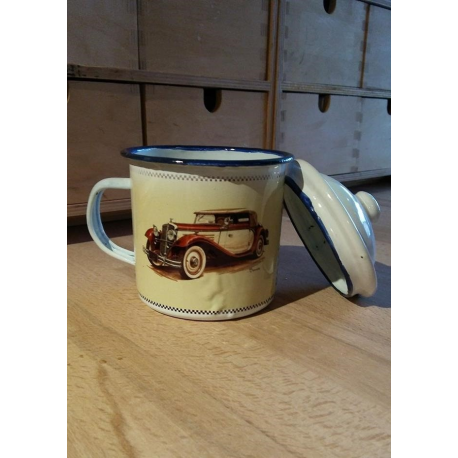 Tasse métallique style vieilli / rétro avec couvercle