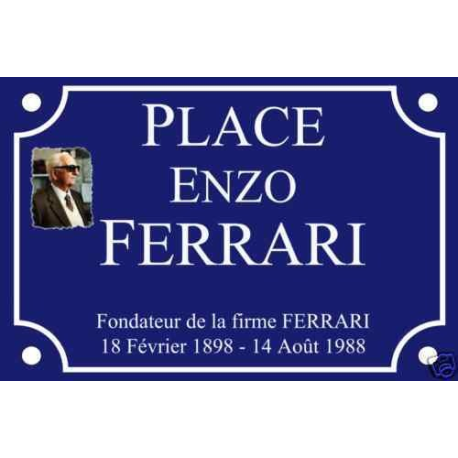 PLAQUE de RUE Enzo FERRARI en ALU