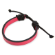 Bracelet ajustable simili cuir et corde d'attache fuschia