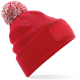 BONNET À POMPON ROUGE