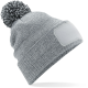 BONNET À POMPON GRIS