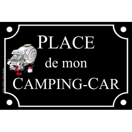 PLAQUE de RUE CAMPING CAR NOIR