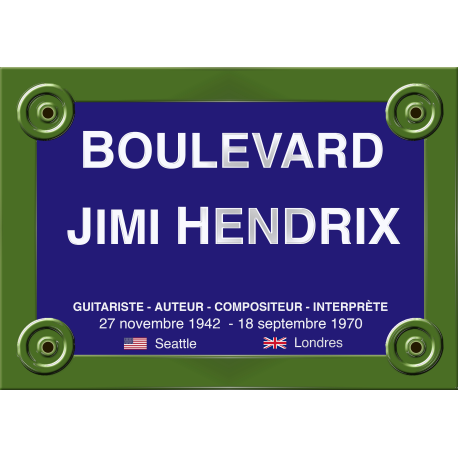 PLAQUE DE RUE Jimy HENDRIX